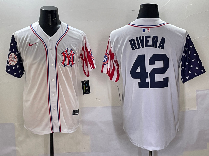 Men 2025  MLB New York Yankees #42 Rivera white jersey style 4